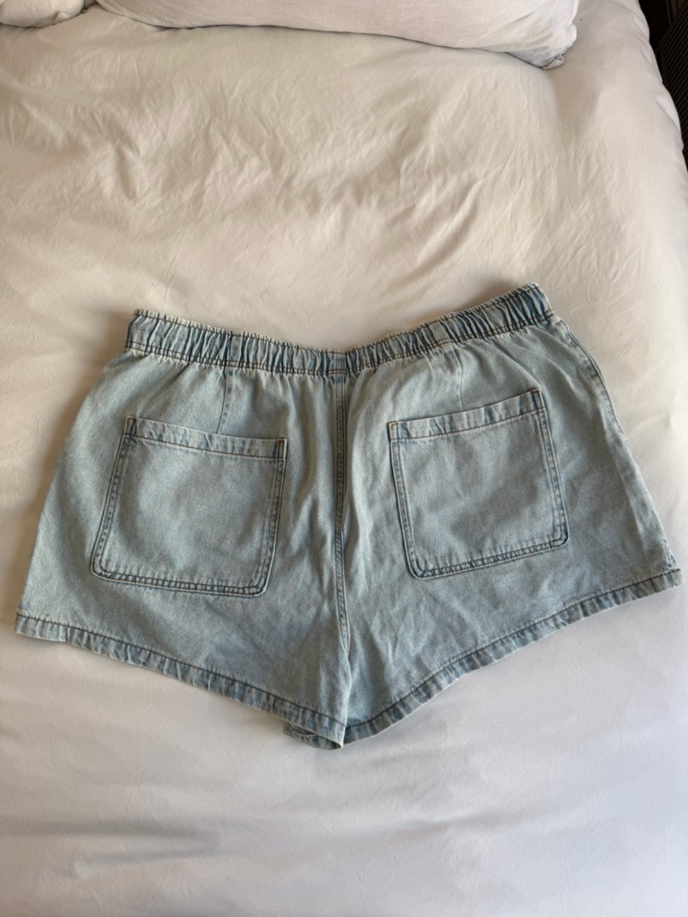 ASOS Light Blue Denim Drawstring Shorts - Picture 2 of 3
